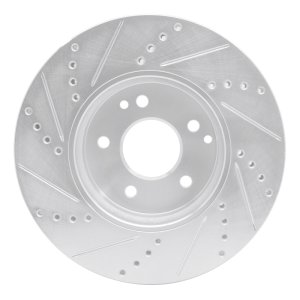Chrysler CrossFIRE Brake Rotor (1) - Front Right - R1 Concepts - Drilled & Slotted - Silver - `96-`11